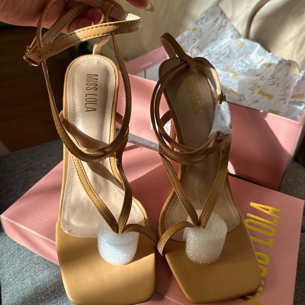 New Miss Lola strappy lace up heels